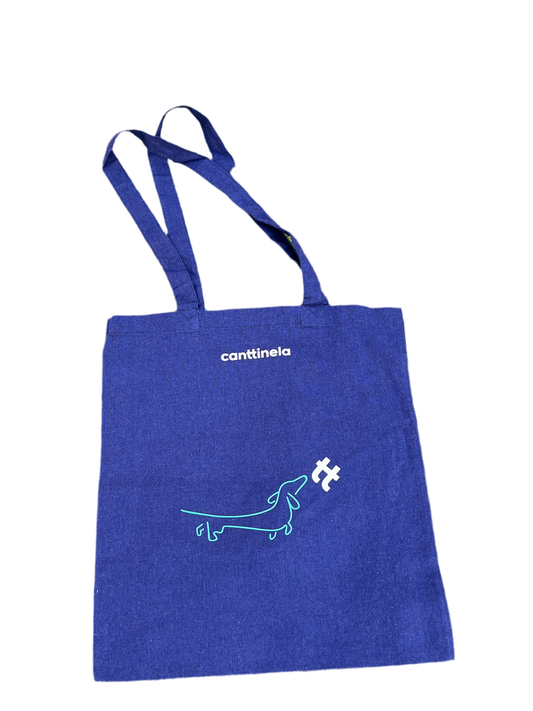 Tote bag Teckel azul